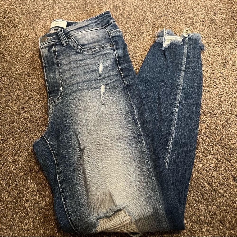 BKE Parker Skinny Jeans Womens size 24 Blue Denim High Rise Distressed Preppy - Picture 3 of 6